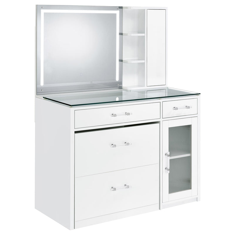 Flora Makeup Vanity Table with LED Mirror and Stool - Furniture City (CA)l