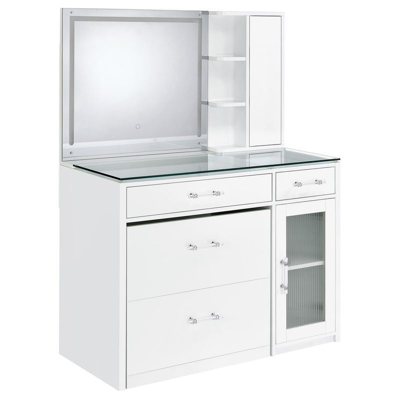 Flora Makeup Vanity Table with LED Mirror and Stool - Furniture City (CA)l