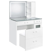 Flora Makeup Vanity Table with LED Mirror and Stool - Furniture City (CA)l