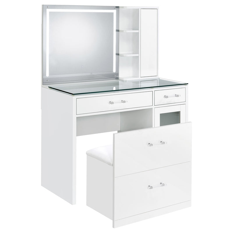 Flora Makeup Vanity Table with LED Mirror and Stool - Furniture City (CA)l