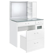 Flora Makeup Vanity Table with LED Mirror and Stool - Furniture City (CA)l