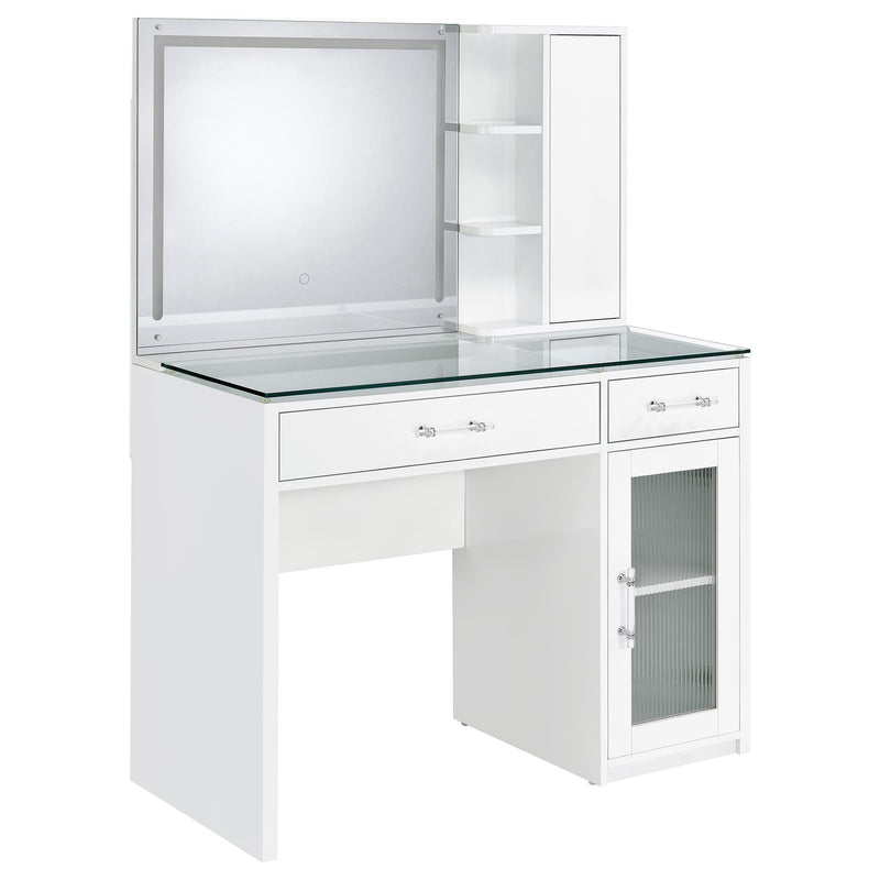 Flora Makeup Vanity Table with LED Mirror and Stool - Furniture City (CA)l