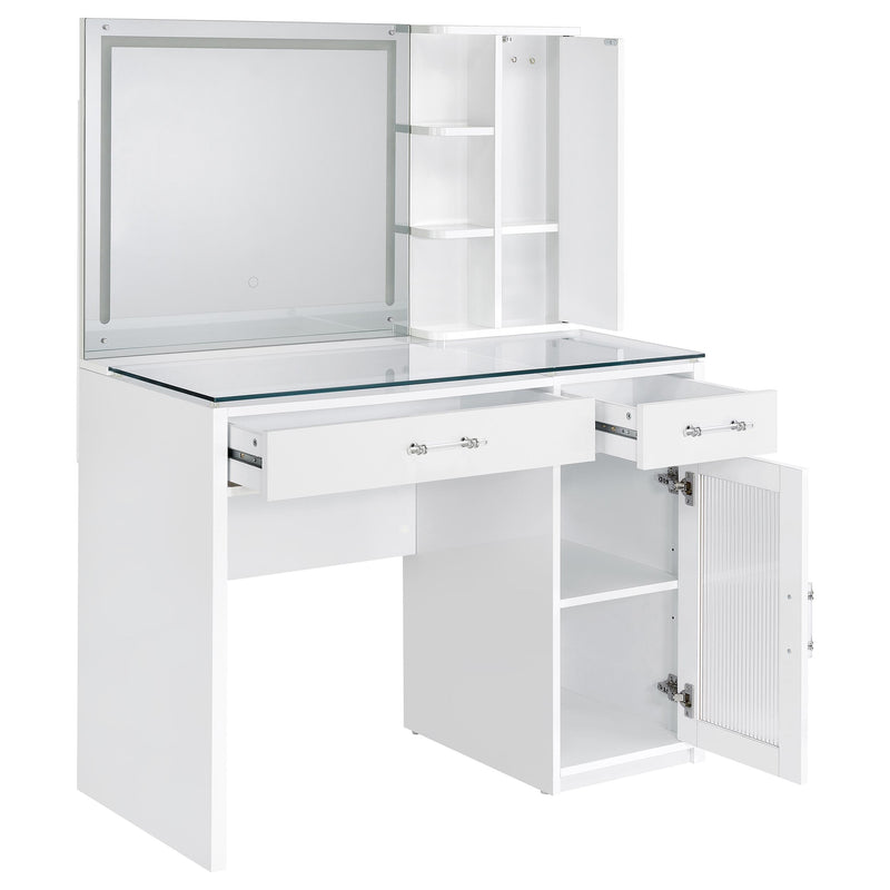 Flora Makeup Vanity Table with LED Mirror and Stool - Furniture City (CA)l