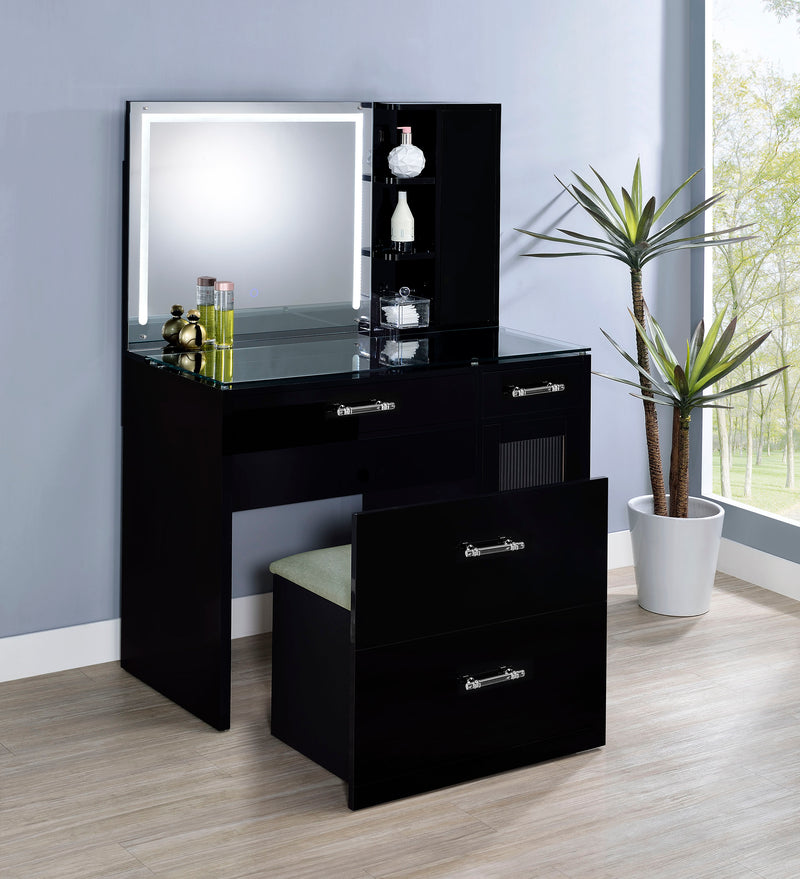 Flora Makeup Vanity Table with LED Mirror and Stool - Furniture City (CA)l