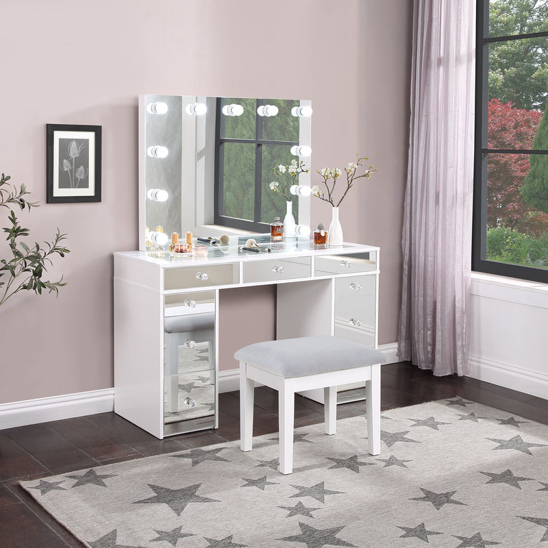 Regina Makeup Vanity Table with LED Mirror and Stool - Furniture City (CA)l