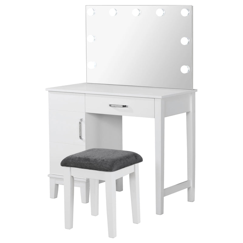 Elijah Makeup Vanity Table with LED Mirror and Stool - Furniture City (CA)l