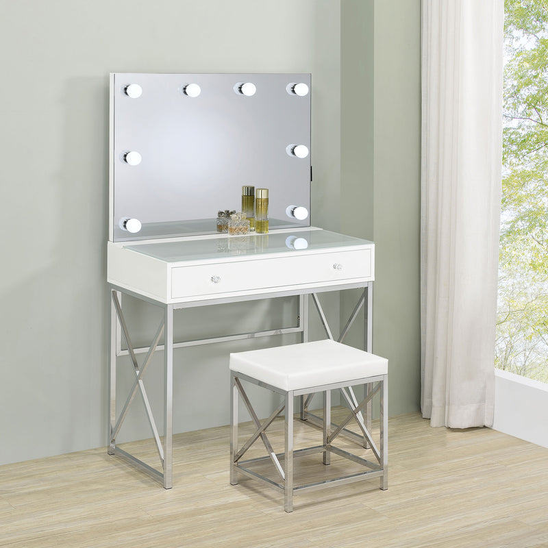 Eliza Makeup Vanity Table with LED Mirror and Stool - Furniture City (CA)l