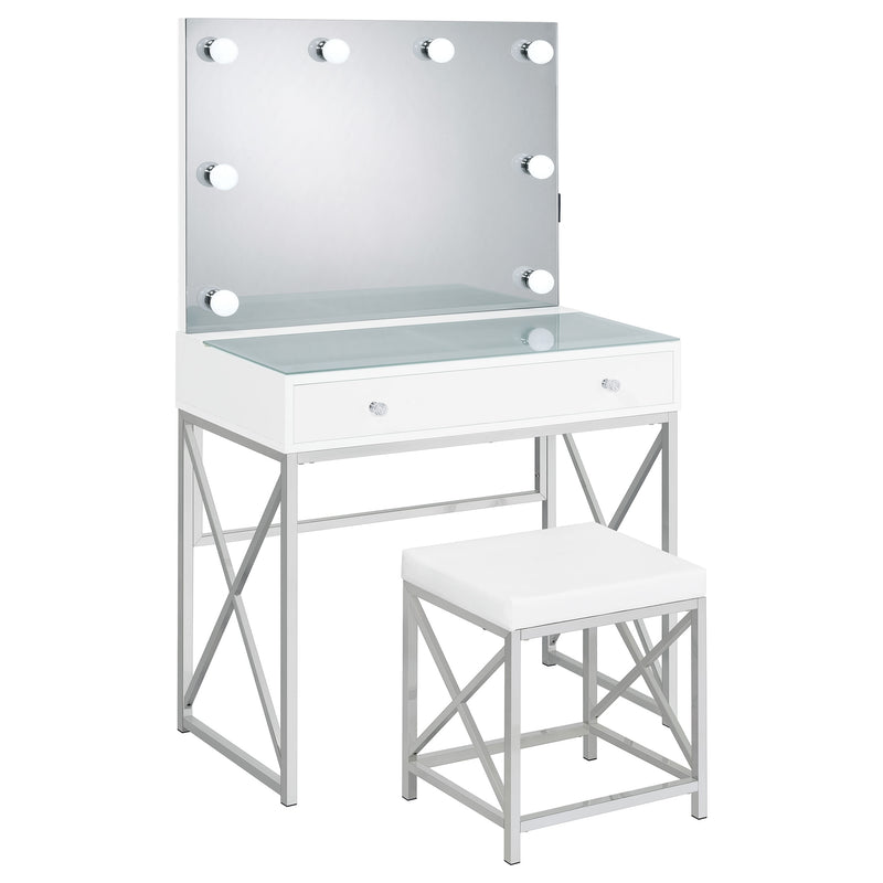 Eliza Makeup Vanity Table with LED Mirror and Stool - Furniture City (CA)l