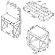 Eliza Makeup Vanity Table with LED Mirror and Stool - Furniture City (CA)l