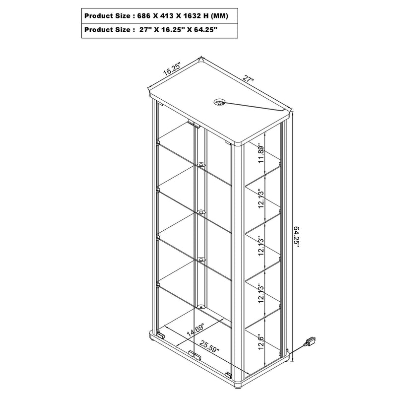 Aero Curio Cabinet with LED Lighting - Furniture City (CA)l
