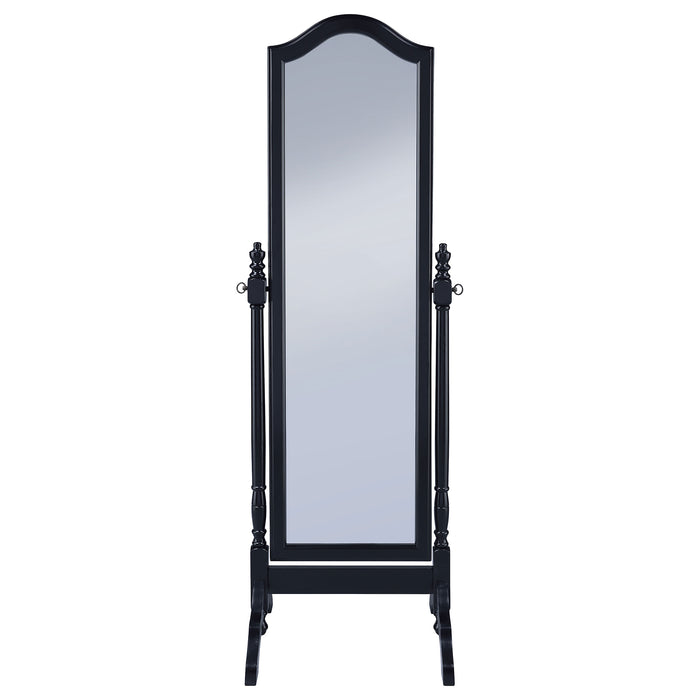 Cabot Rectangular Cheval Mirror with Arched Top Black