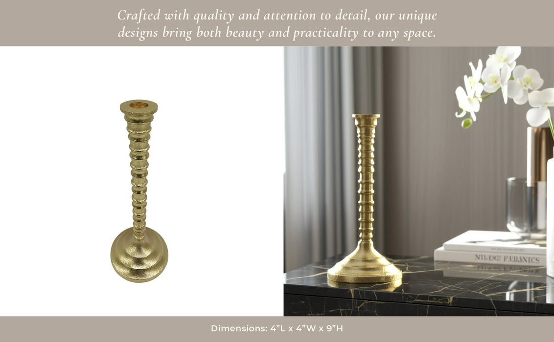 9x4-ribbed-metal-taper-holder-gold-4