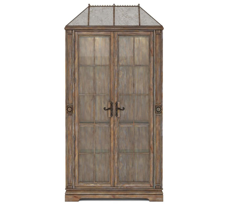 Furniture Architrave China Cabinet in Rustic Pine