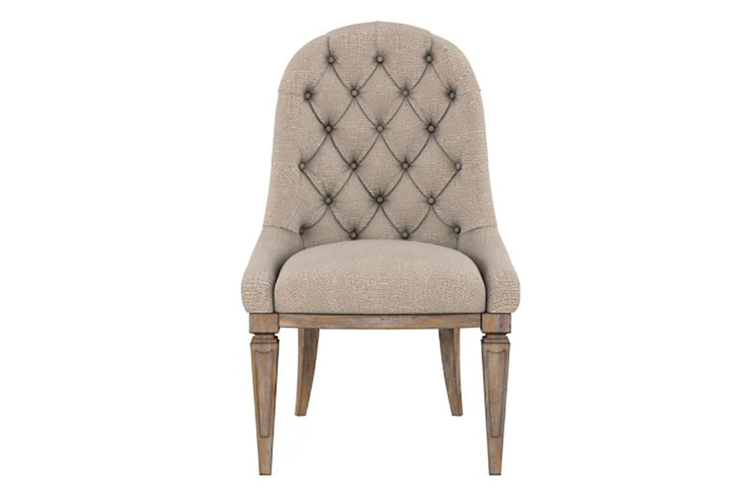 Furniture Architrave Upholstered Side Chair in Rustic Pine