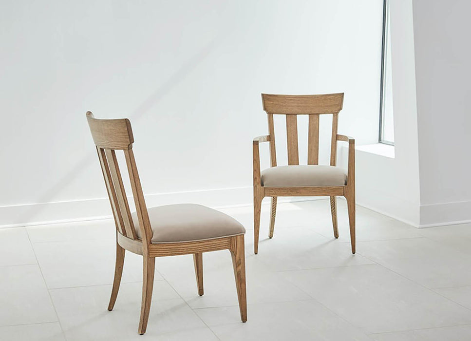 Furniture Passage Arm Chair Slat Back in Light Oak (Set of 2)