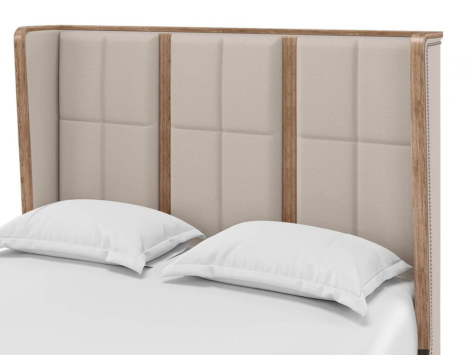Furniture Passage King Upholstered Bed in Light Oak