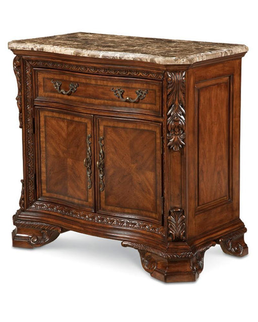 Old World Marble Top Nightstand in Warm Pomegranate image