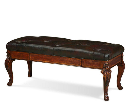 Old World Leather Storage Bench in Warm Pomegranate image
