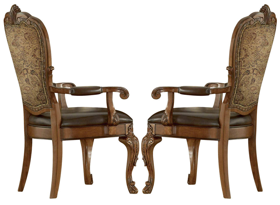 Old World Upholstered Arm Chair in Cherry (Set of 2) image
