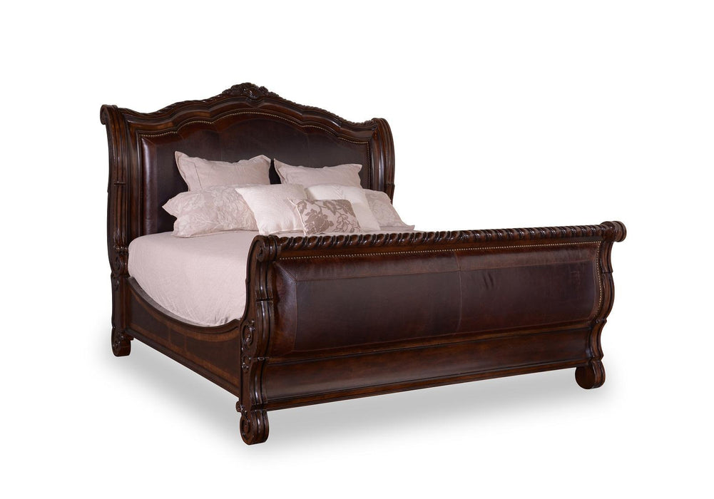 Valencia California King Upholstered Sleigh Bed in Port image