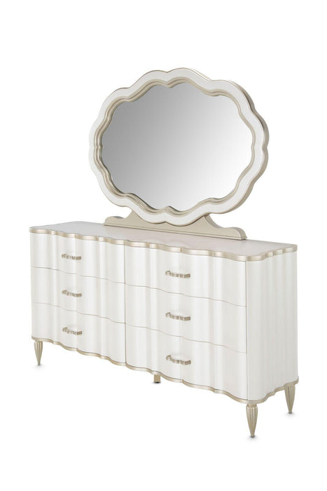 London Place Wall Mirror in Creamy Pearl