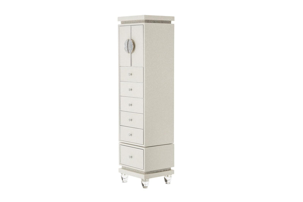 Glimmering Heights Upholstered Swivel Lingerie Chest in Ivory