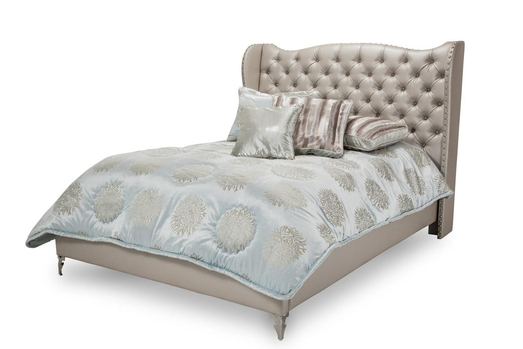 Hollywood Loft Queen Upholstered Platform Bed in Frost
