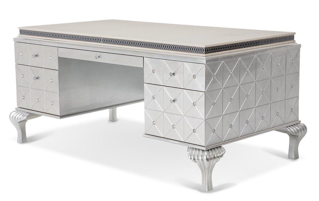 Hollywood Swank Desk in Pearl Caviar