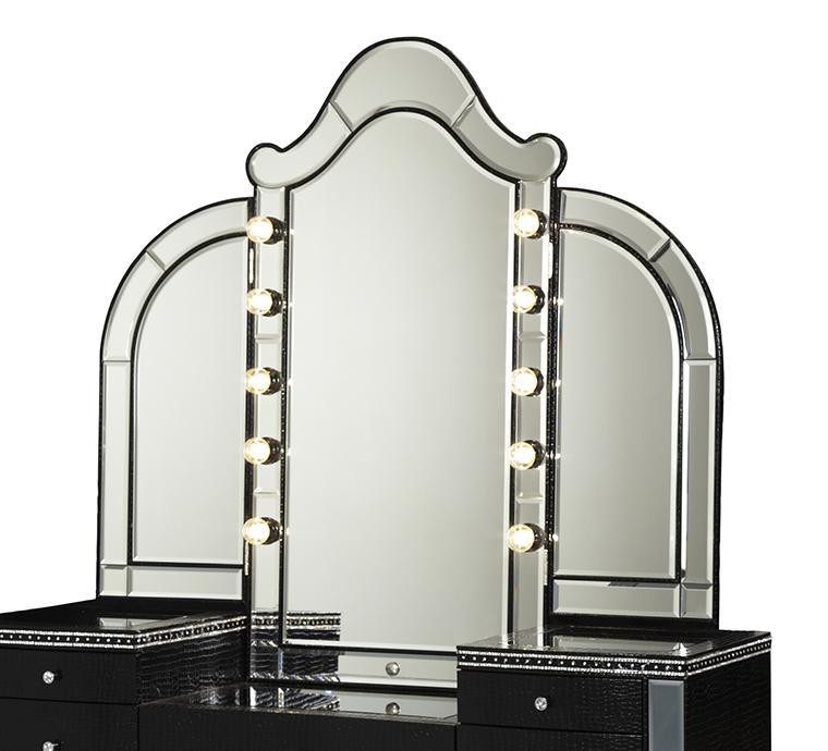 Hollywood Swank Vanity Mirror in Black Iguana