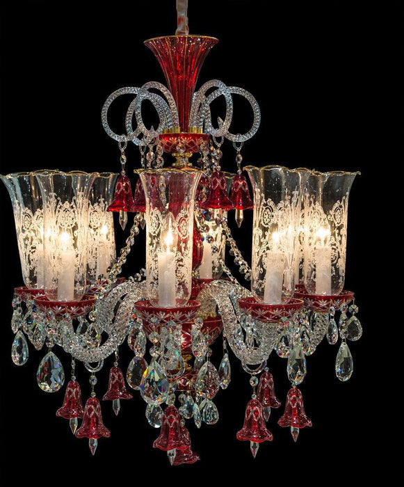 Lighting Winter Palace 8 Light Chandelier in Red, Clear and Gold