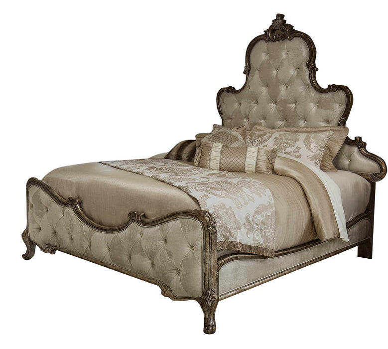 Platine de Royale King Panel Bed in Antique Platinum 09000EKPL3-101
