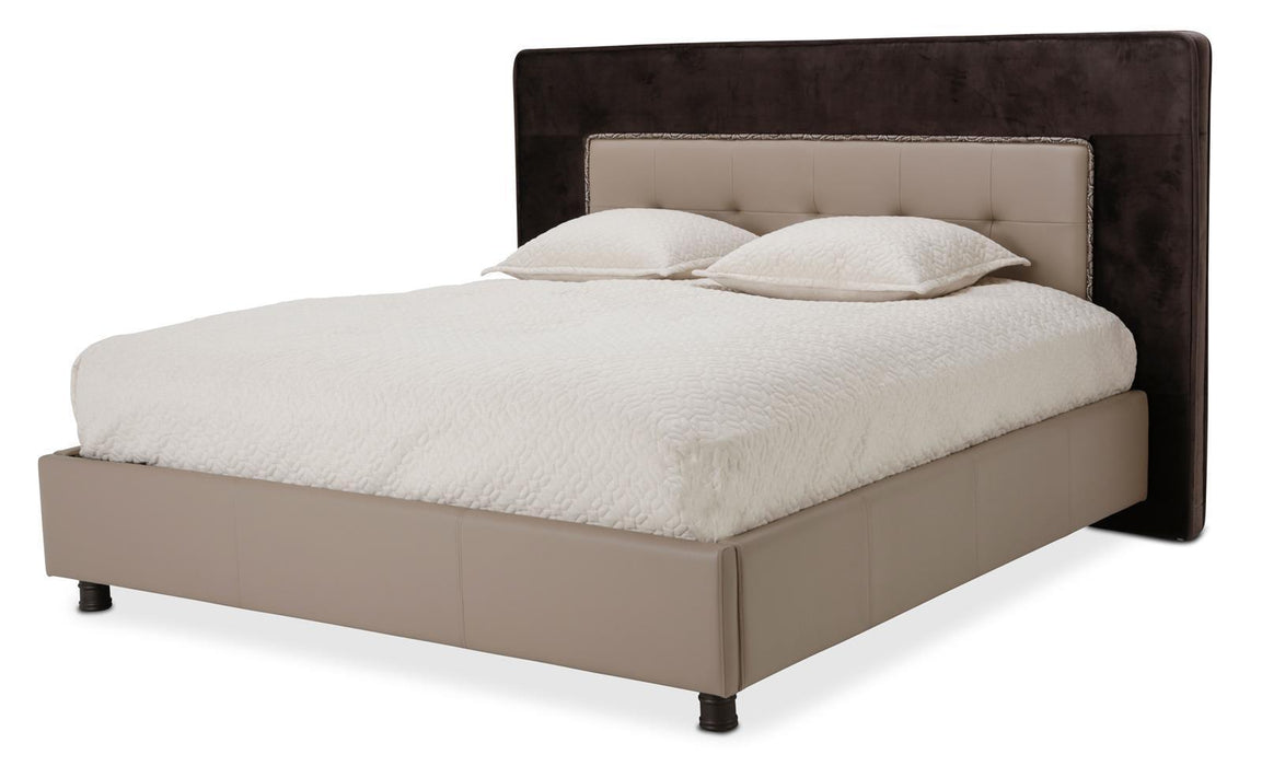 21 Cosmopolitan Queen Upholstered Tufted Bed in Taupe/Umber