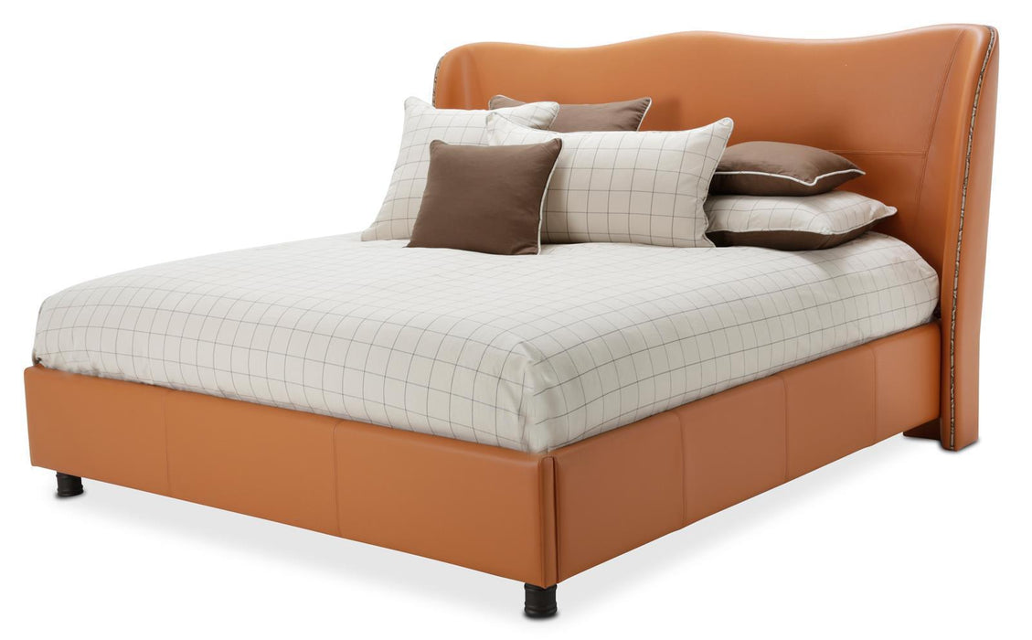 21 Cosmopolitan Queen Upholstered Wing Bed in Orange