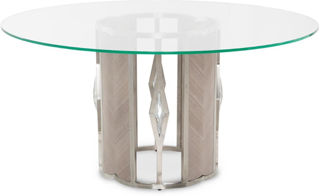 Camden Court Round 60" Glass Dining Table in Pearl