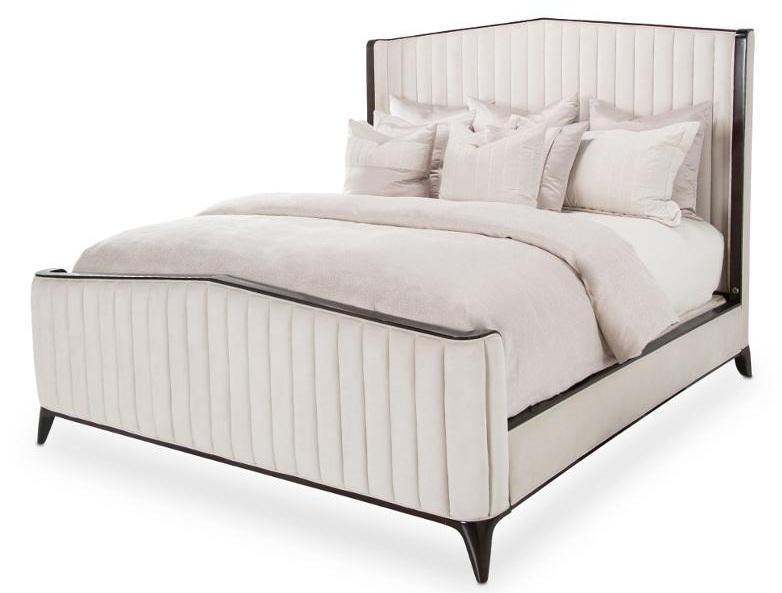 Paris Chic Eastern King Channel Tufted Panel Bed in Espresso