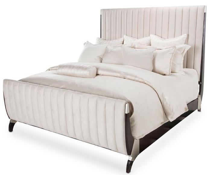 Paris Chic Queen Channel Tufted Sleigh Bed in Espresso