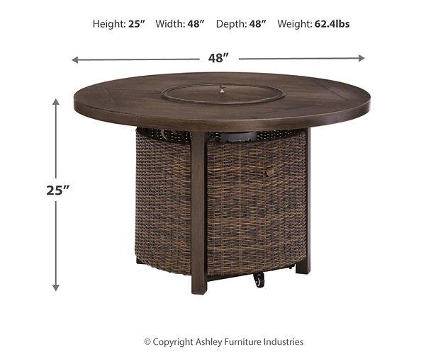 Paradise Trail Paradise Trail Fire Pit Table with 4 Nuvella Swivel Lounge Chairs - Furniture City (CA)l