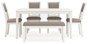 Erinberg Dining Table and 4 Chairs and Bench (Set of 6) - Furniture City (CA)l