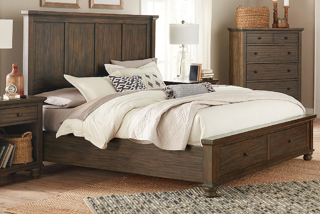 Aspenhome Hudson Valley Queen Panel Storage Bed in Chestnut
