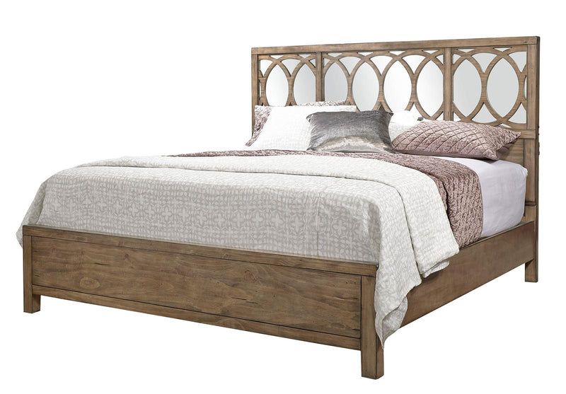 Aspenhome Tildon Queen Mirrored Panel Bed in Mink I56-492;I56-402;I56-403 - Furniture City (CA)l