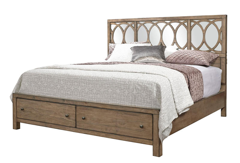 Aspenhome Tildon Cal King Mirrored Panel Storage Bed in Mink I56-495;I56-410;I56-407D - Furniture City (CA)l