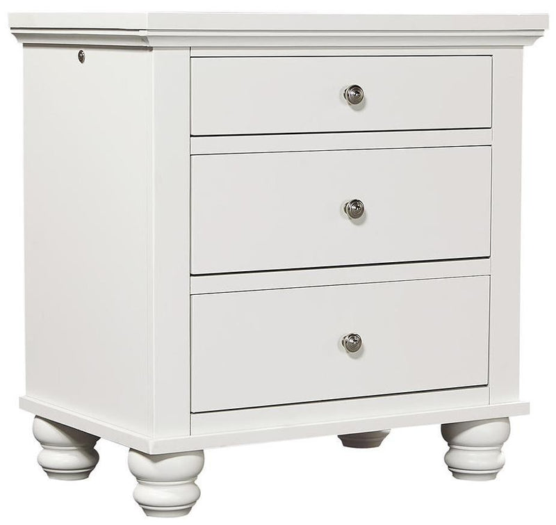 Aspenhome Cambridge 3 Drawer Liv360 Nightstand in White - Furniture City (CA)l