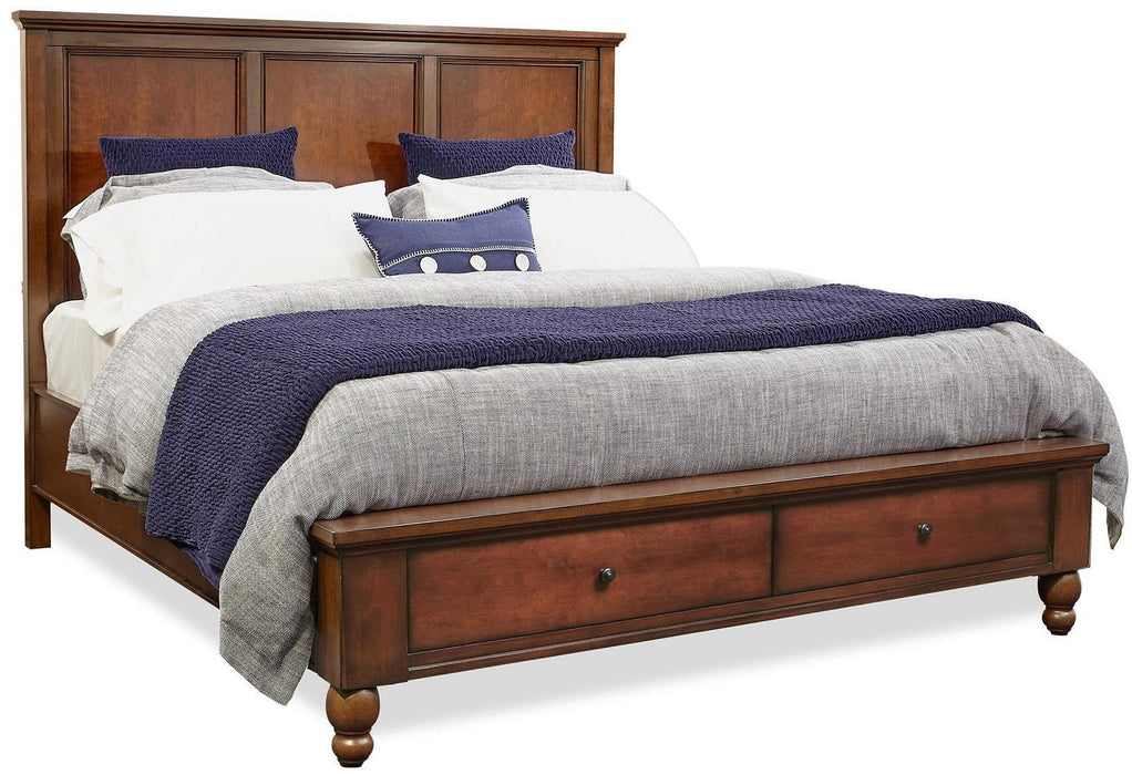 Aspenhome Cambridge Queen Panel Storage Bed in Brown Cherry