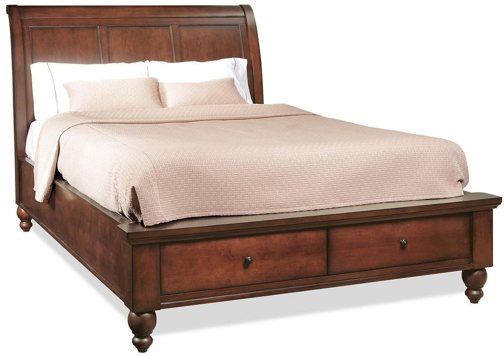 Aspenhome Cambridge King Sleigh Storage Bed in Brown Cherry