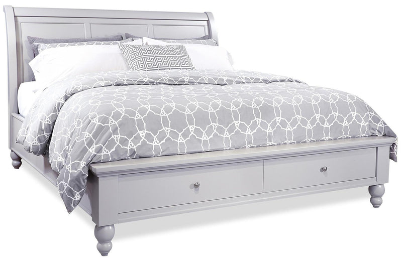 Aspenhome Cambridge King Sleigh Storage Bed in Grey - Furniture City (CA)l
