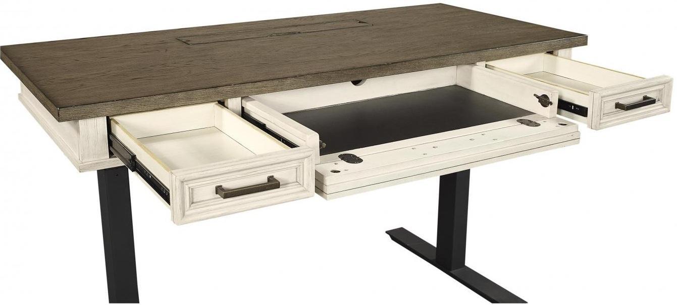 Aspenhome Caraway 60" Lift Desk Top and Base in Aged Ivory