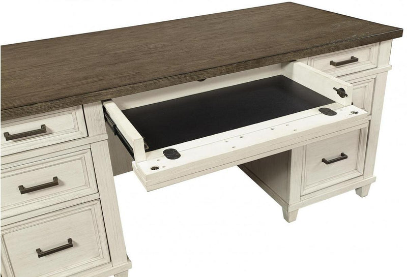 Aspenhome Caraway 66" Executive Desk in Aged Ivory - Furniture City (CA)l