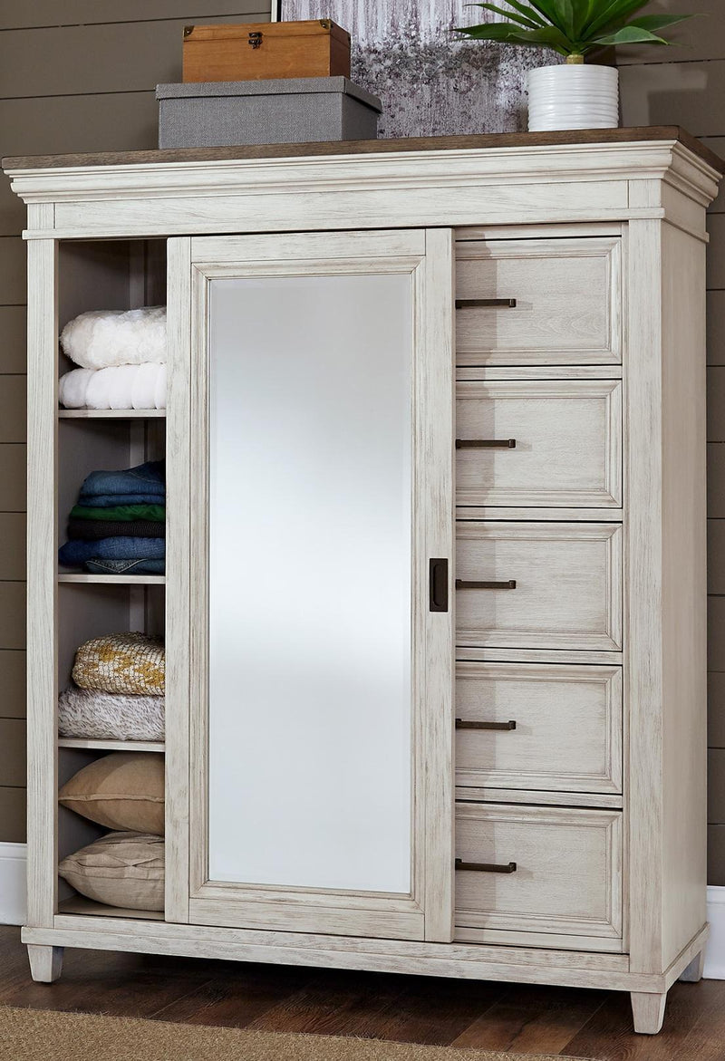 Aspenhome Caraway Sliding Door Chest in Aged Ivory - Furniture City (CA)l