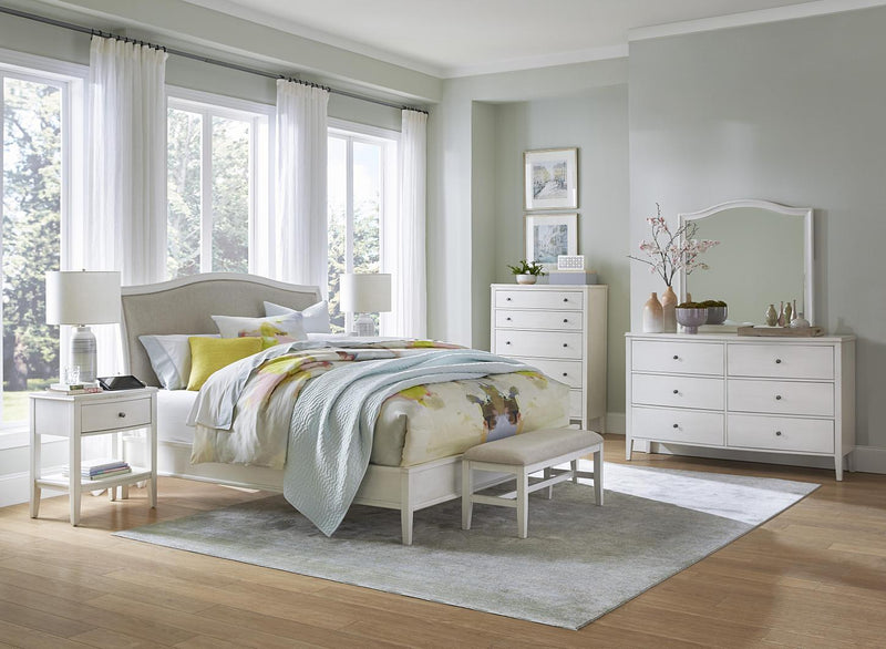 Aspenhome Furniture Charlotte California King Upholstered Sleigh Bed in White - Furniture City (CA)l