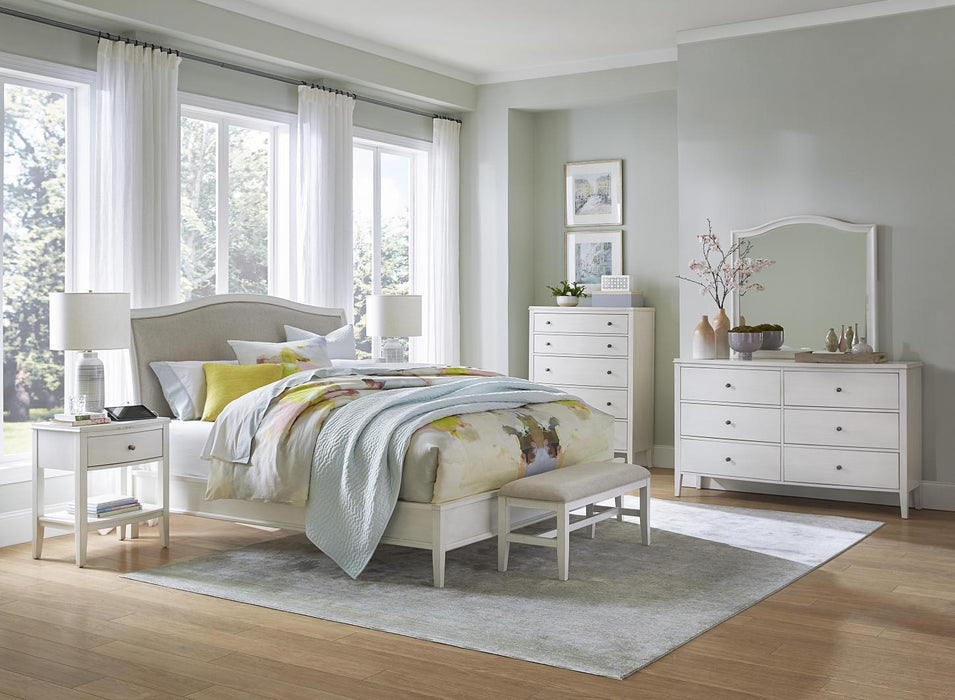 Aspenhome Furniture Charlotte California King Upholstered Sleigh Bed in White